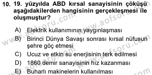 İktisat Tarihi Dersi 2015 - 2016 Yılı (Final) Dönem Sonu Sınav Soruları 10. Soru