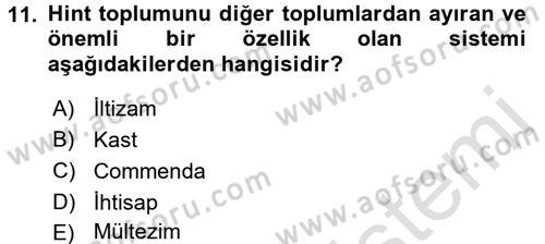 İktisat Tarihi Dersi 2015 - 2016 Yılı (Final) Dönem Sonu Sınav Soruları 11. Soru