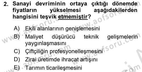 İktisat Tarihi Dersi 2015 - 2016 Yılı (Final) Dönem Sonu Sınav Soruları 2. Soru