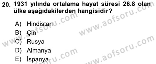 İktisat Tarihi Dersi 2015 - 2016 Yılı (Final) Dönem Sonu Sınav Soruları 20. Soru