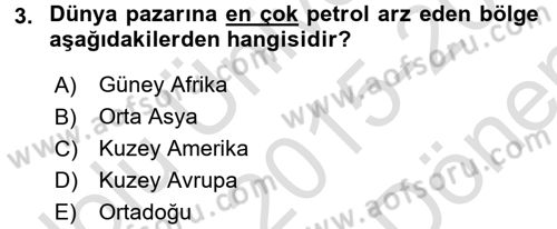 İktisat Tarihi Dersi 2015 - 2016 Yılı (Final) Dönem Sonu Sınav Soruları 3. Soru