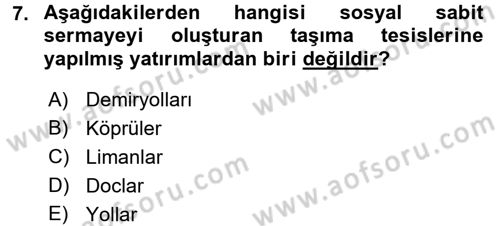 İktisat Tarihi Dersi 2015 - 2016 Yılı (Final) Dönem Sonu Sınav Soruları 7. Soru