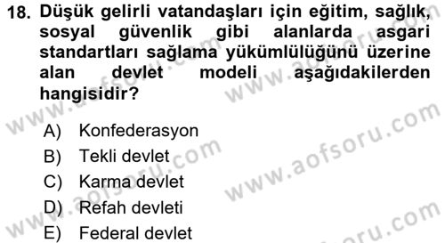 İktisat Tarihi Dersi 2015 - 2016 Yılı Tek Ders Sınav Soruları 18. Soru