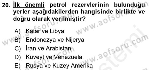 İktisat Tarihi Dersi 2015 - 2016 Yılı Tek Ders Sınav Soruları 20. Soru