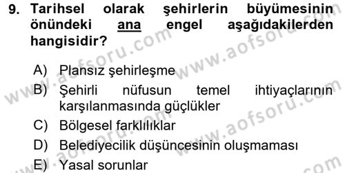 İktisat Tarihi Dersi 2015 - 2016 Yılı Tek Ders Sınav Soruları 9. Soru