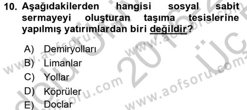 İktisat Tarihi Dersi 2016 - 2017 Yılı 3 Ders Sınav Soruları 10. Soru