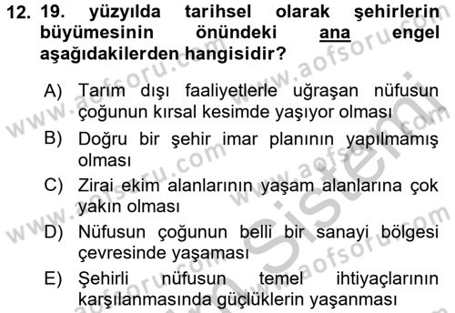 İktisat Tarihi Dersi 2016 - 2017 Yılı 3 Ders Sınav Soruları 12. Soru