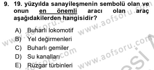 İktisat Tarihi Dersi 2016 - 2017 Yılı 3 Ders Sınav Soruları 9. Soru