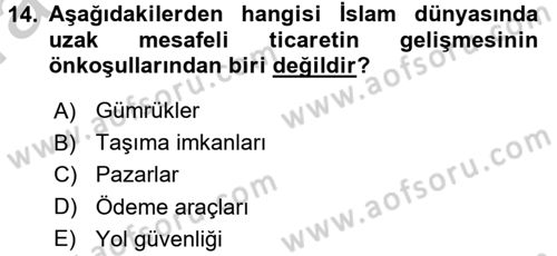 İktisat Tarihi Dersi 2016 - 2017 Yılı (Vize) Ara Sınav Soruları 14. Soru