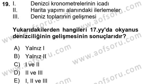 İktisat Tarihi Dersi 2016 - 2017 Yılı (Vize) Ara Sınav Soruları 19. Soru