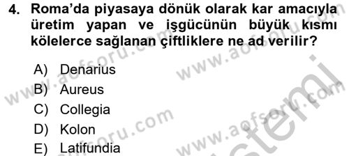 İktisat Tarihi Dersi 2016 - 2017 Yılı (Vize) Ara Sınav Soruları 4. Soru