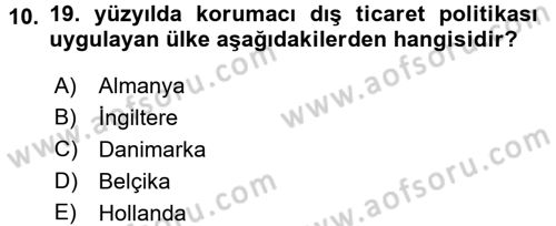 İktisat Tarihi Dersi 2016 - 2017 Yılı (Final) Dönem Sonu Sınav Soruları 10. Soru