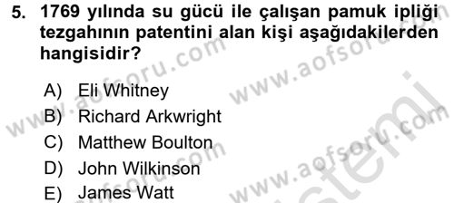 İktisat Tarihi Dersi 2016 - 2017 Yılı (Final) Dönem Sonu Sınav Soruları 5. Soru