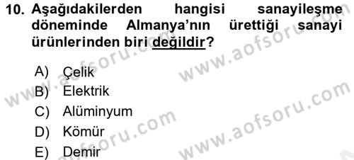 İktisat Tarihi Dersi 2017 - 2018 Yılı 3 Ders Sınav Soruları 10. Soru