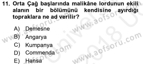 İktisat Tarihi Dersi 2017 - 2018 Yılı 3 Ders Sınav Soruları 11. Soru