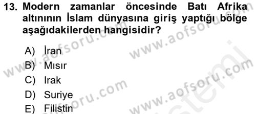 İktisat Tarihi Dersi 2017 - 2018 Yılı 3 Ders Sınav Soruları 13. Soru