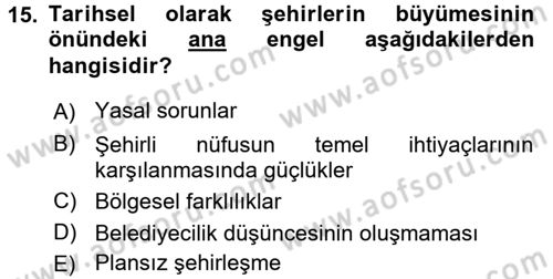 İktisat Tarihi Dersi 2017 - 2018 Yılı 3 Ders Sınav Soruları 15. Soru