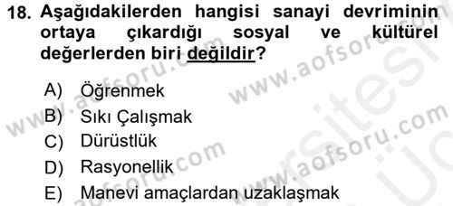 İktisat Tarihi Dersi 2017 - 2018 Yılı 3 Ders Sınav Soruları 18. Soru