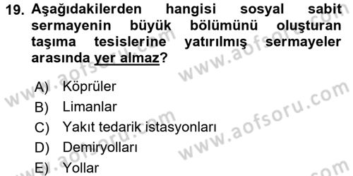 İktisat Tarihi Dersi 2017 - 2018 Yılı 3 Ders Sınav Soruları 19. Soru