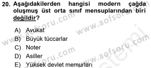 İktisat Tarihi Dersi 2017 - 2018 Yılı 3 Ders Sınav Soruları 20. Soru