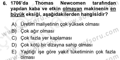 İktisat Tarihi Dersi 2017 - 2018 Yılı 3 Ders Sınav Soruları 6. Soru
