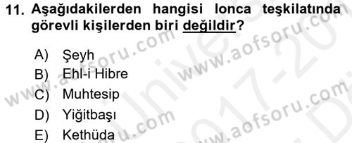 İktisat Tarihi Dersi 2017 - 2018 Yılı (Vize) Ara Sınav Soruları 11. Soru
