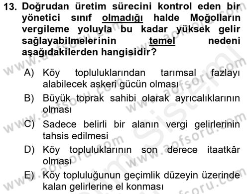 İktisat Tarihi Dersi 2017 - 2018 Yılı (Vize) Ara Sınav Soruları 13. Soru