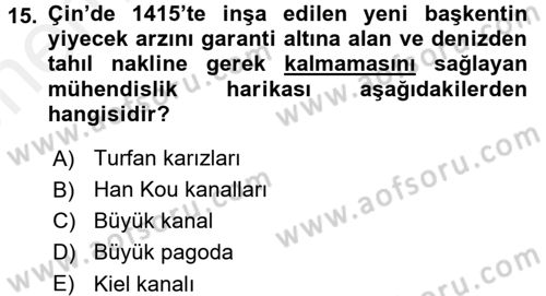 İktisat Tarihi Dersi 2017 - 2018 Yılı (Vize) Ara Sınav Soruları 15. Soru
