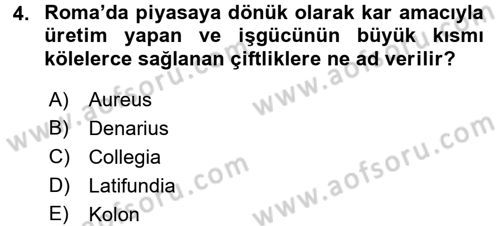 İktisat Tarihi Dersi 2017 - 2018 Yılı (Vize) Ara Sınav Soruları 4. Soru