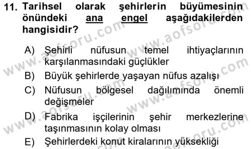 İktisat Tarihi Dersi 2017 - 2018 Yılı (Final) Dönem Sonu Sınav Soruları 11. Soru