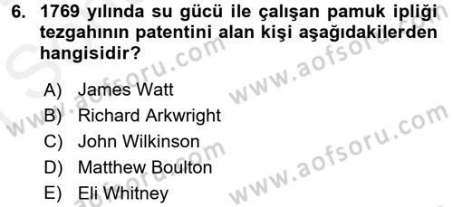 İktisat Tarihi Dersi 2017 - 2018 Yılı (Final) Dönem Sonu Sınav Soruları 6. Soru