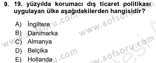 İktisat Tarihi Dersi 2017 - 2018 Yılı (Final) Dönem Sonu Sınav Soruları 9. Soru