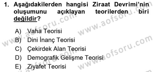 İktisat Tarihi Dersi 2024 - 2025 Yılı (Vize) Ara Sınav Soruları 1. Soru