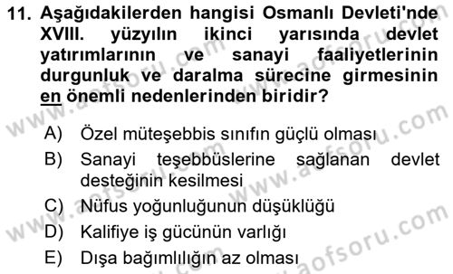İktisat Tarihi Dersi 2024 - 2025 Yılı (Vize) Ara Sınav Soruları 11. Soru