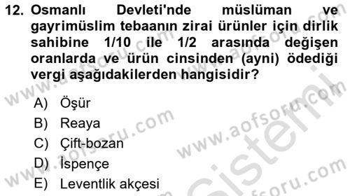 İktisat Tarihi Dersi 2024 - 2025 Yılı (Vize) Ara Sınav Soruları 12. Soru