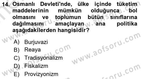 İktisat Tarihi Dersi 2024 - 2025 Yılı (Vize) Ara Sınav Soruları 14. Soru