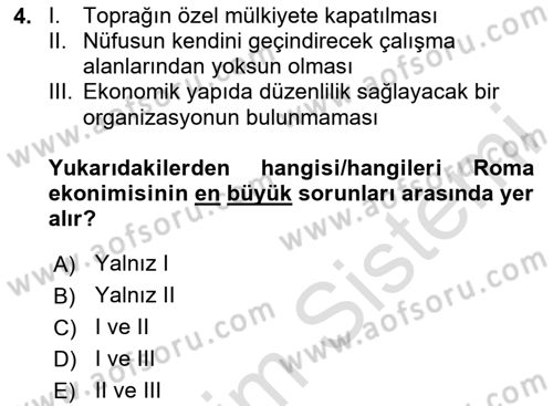 İktisat Tarihi Dersi 2024 - 2025 Yılı (Vize) Ara Sınav Soruları 4. Soru