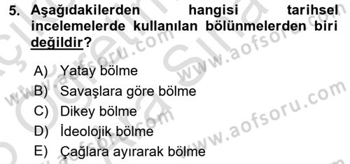 İktisat Tarihi Dersi 2024 - 2025 Yılı (Vize) Ara Sınav Soruları 5. Soru