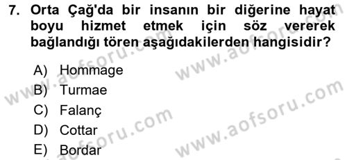 İktisat Tarihi Dersi 2024 - 2025 Yılı (Vize) Ara Sınav Soruları 7. Soru
