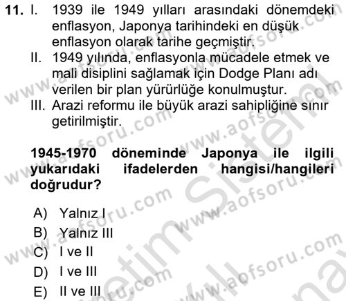 İktisat Tarihi Dersi 2024 - 2025 Yılı (Final) Dönem Sonu Sınav Soruları 11. Soru