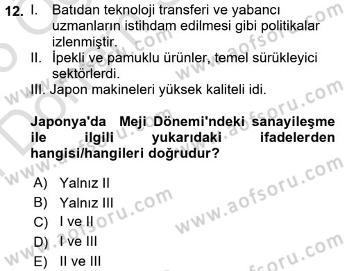 İktisat Tarihi Dersi 2024 - 2025 Yılı (Final) Dönem Sonu Sınav Soruları 12. Soru