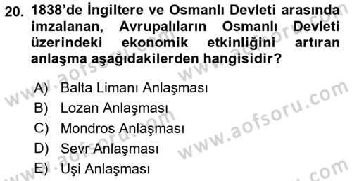 İktisat Tarihi Dersi 2024 - 2025 Yılı (Final) Dönem Sonu Sınav Soruları 20. Soru