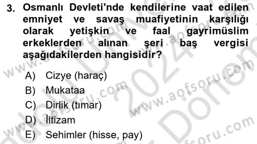 İktisat Tarihi Dersi 2024 - 2025 Yılı (Final) Dönem Sonu Sınav Soruları 3. Soru