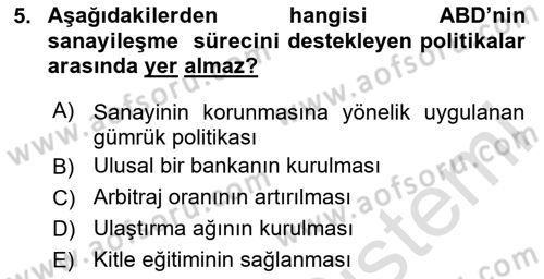 İktisat Tarihi Dersi 2024 - 2025 Yılı (Final) Dönem Sonu Sınav Soruları 5. Soru
