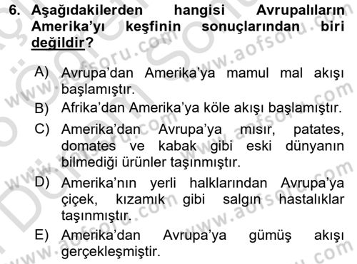 İktisat Tarihi Dersi 2024 - 2025 Yılı (Final) Dönem Sonu Sınav Soruları 6. Soru