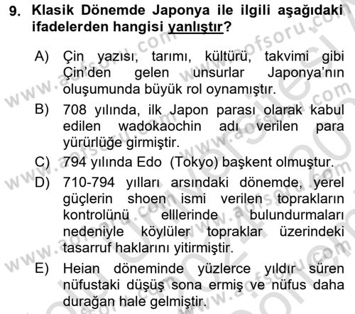 İktisat Tarihi Dersi 2024 - 2025 Yılı (Final) Dönem Sonu Sınav Soruları 9. Soru
