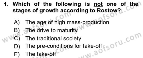 Economic Growth And Development Dersi 2024 - 2025 Yılı (Vize) Ara Sınav Soruları 1. Soru