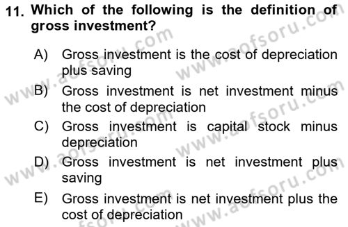 Economic Growth And Development Dersi 2024 - 2025 Yılı (Vize) Ara Sınav Soruları 11. Soru