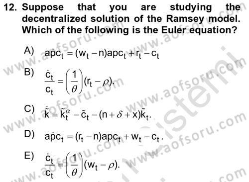 Economic Growth And Development Dersi 2024 - 2025 Yılı (Vize) Ara Sınav Soruları 12. Soru