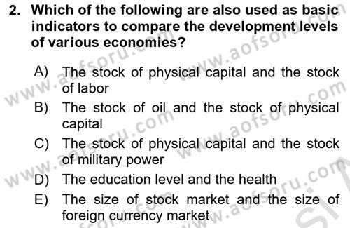 Economic Growth And Development Dersi 2024 - 2025 Yılı (Vize) Ara Sınav Soruları 2. Soru